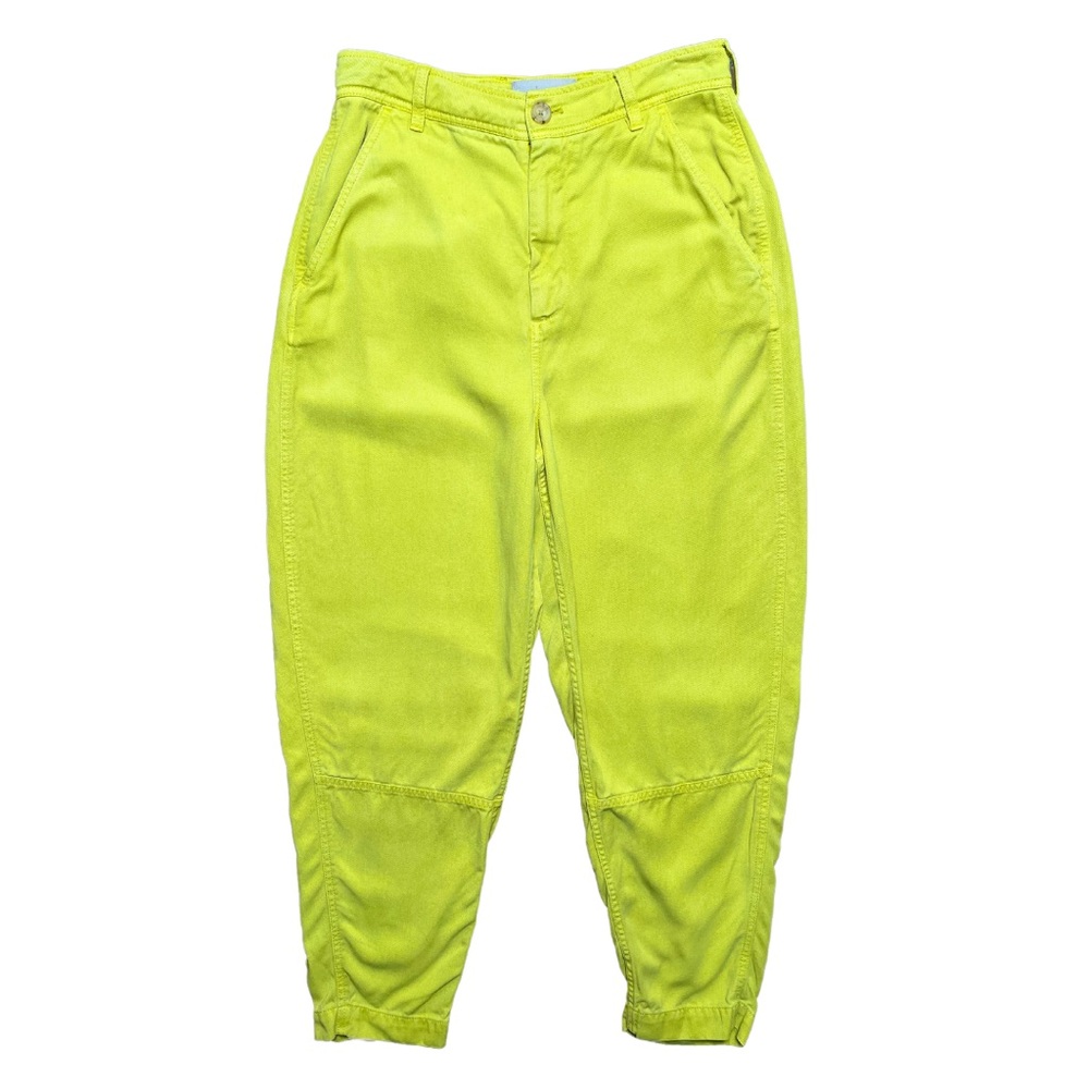 Everlane Utility Chino Pants 2 Lime Green Neon Barrel Leg Slouchy Baggy Colorful